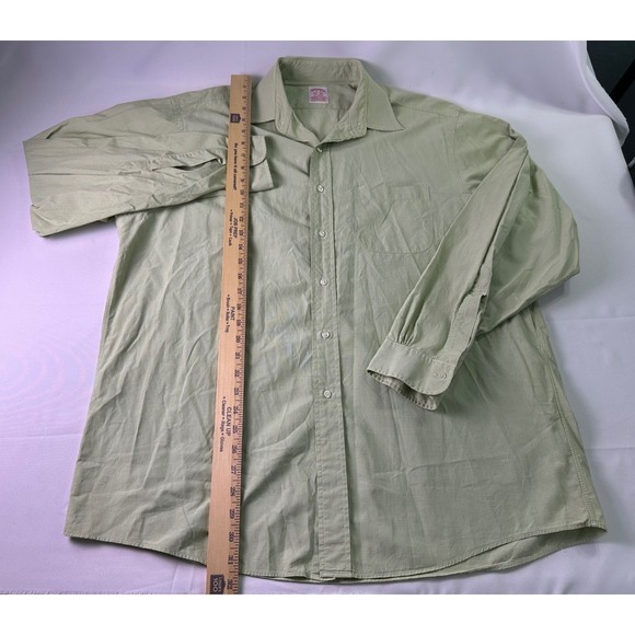 Brooks Brothers Button Down Shirt Mens Size 17 Green Gingham Check Long Sleeve - Picture 6 of 9